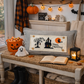 PANEL ONLY: RECTANGLE Halloween October 31st Fall Autumn Bats Flying Witch Dead Tree Mansion; HAPPY HAUNTING HAUNTED HOUSE