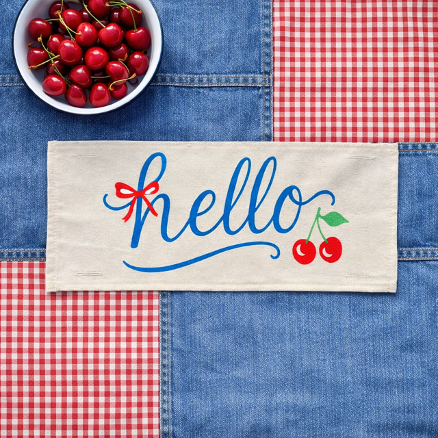 PANEL ONLY: RECTANGLE Neutral Spring, Summer, Garden Lover, Plants;  HELLO CHERRIES