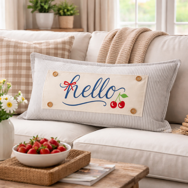 PANEL ONLY: RECTANGLE Neutral Spring, Summer, Garden Lover, Plants;  HELLO CHERRIES