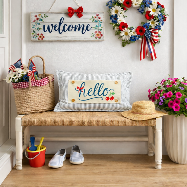 PANEL ONLY: RECTANGLE Neutral Spring, Summer, Garden Lover, Plants;  HELLO CHERRIES