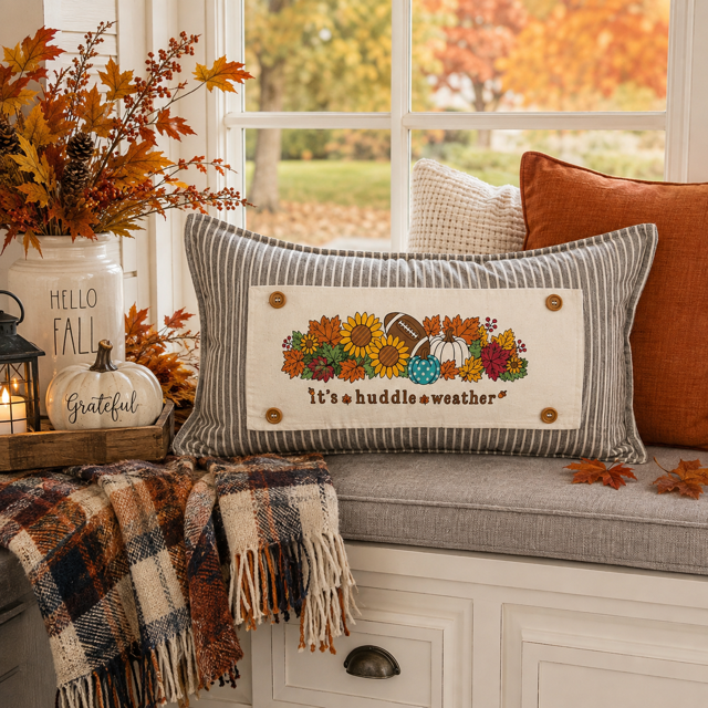 PANEL ONLY:  Fall leaves Football season pumpkin patch sunflower Autumn Sports / Superbowl Panel HUDDLE WEATHER ￼