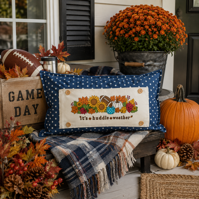 PANEL ONLY:  Fall leaves Football season pumpkin patch sunflower Autumn Sports / Superbowl Panel HUDDLE WEATHER ￼