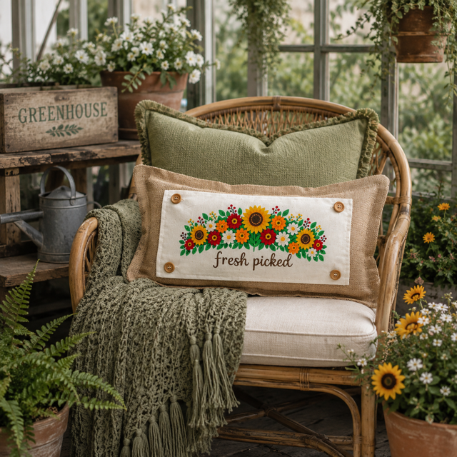 NEW!  PANEL ONLY:  Fall leaves floral sunflower Autumn FRESH PICKED FLOWERS
