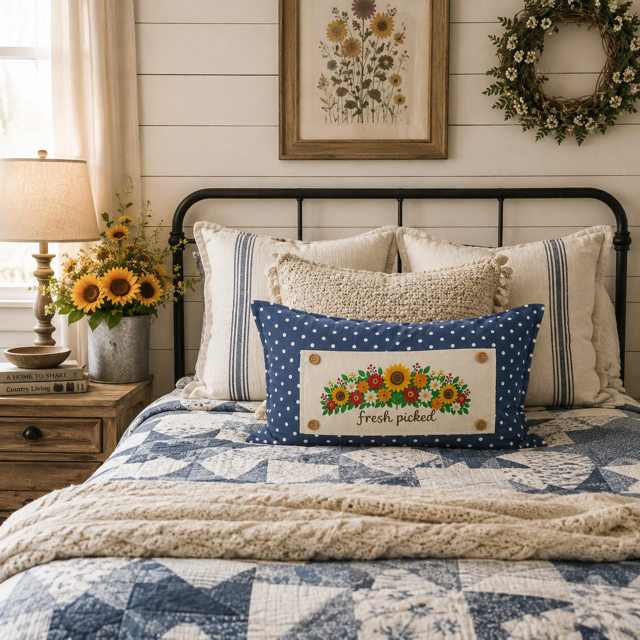 NEW!  PANEL ONLY:  Fall leaves floral sunflower Autumn FRESH PICKED FLOWERS