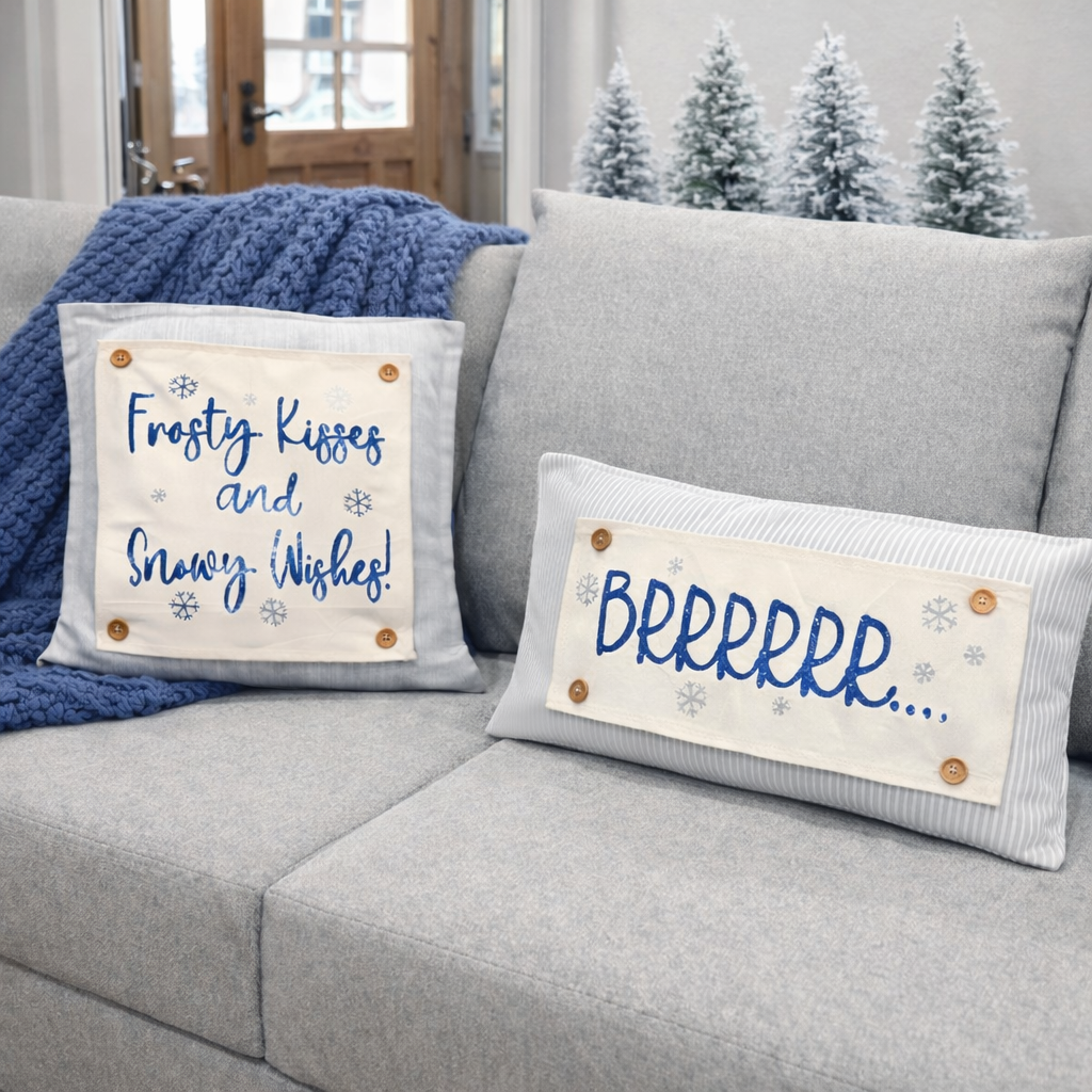 GLITTER PANEL ONLY:  RECTANGLE NEW!  Glitter Holiday Panel: Winter January Christmas Blue Brr Cold Snowflake Silver BRRR