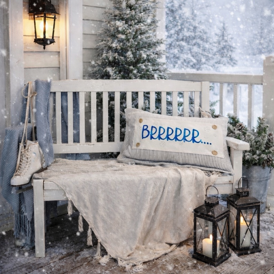 GLITTER PANEL ONLY:  RECTANGLE NEW!  Glitter Holiday Panel: Winter January Christmas Blue Brr Cold Snowflake Silver BRRR