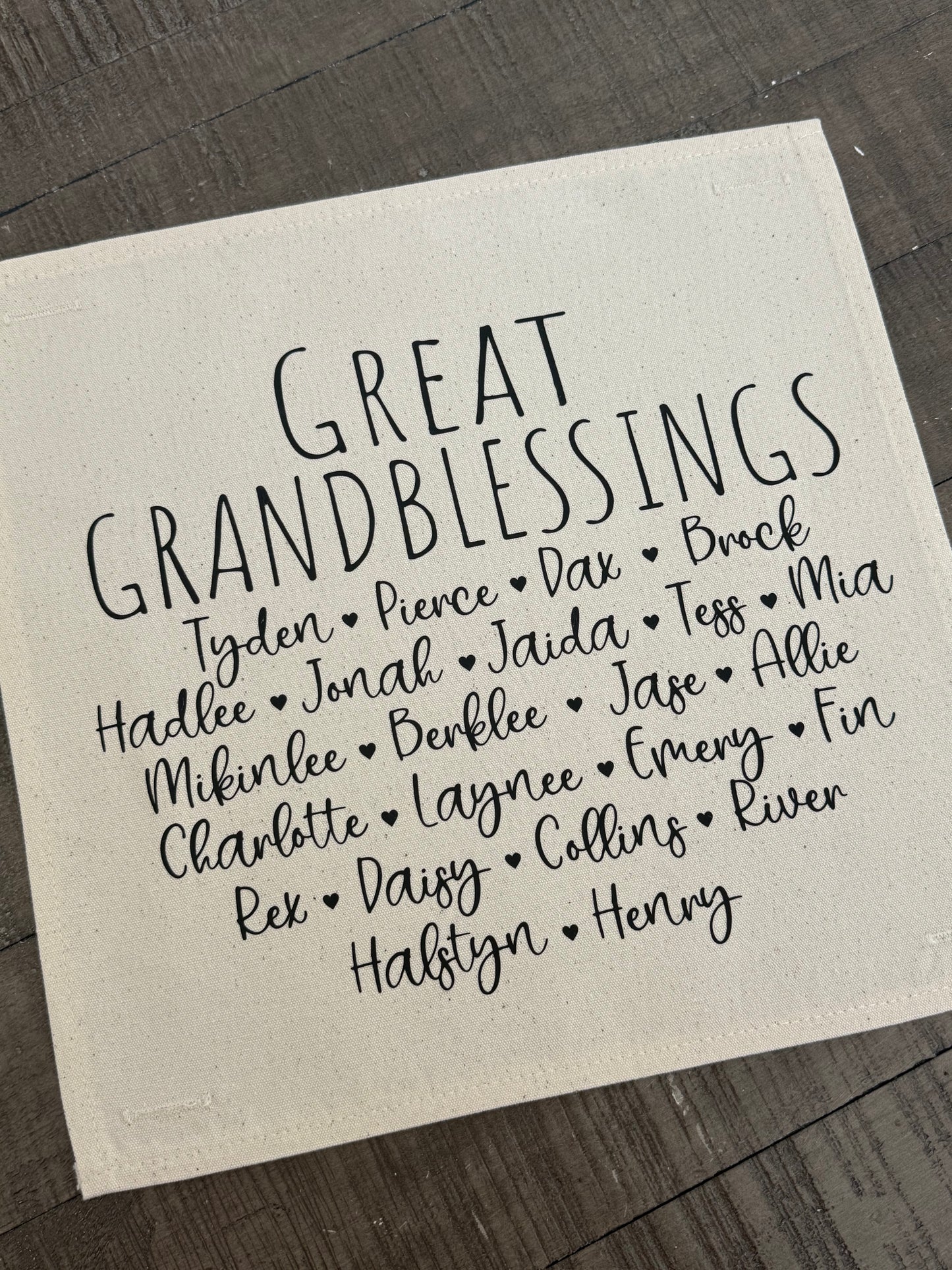 SQUARE PANEL ONLY: Custom Memory Panel: GrandBlessings  Family Name  Monogram Grandkids SQUARE CUSTOM PANEL