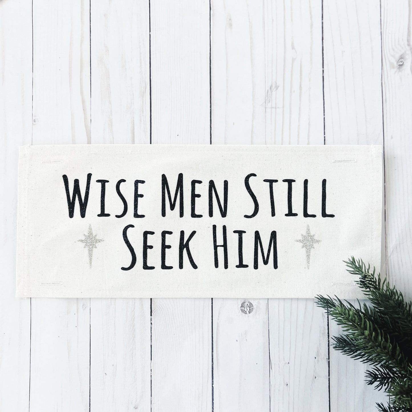 NEW! Glitter Christmas Holiday Panel Winter Jesus Religious Savior Christ Star Wise Men Still Seek Him