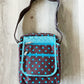 Gift for: Teen/College/Mom /Working Gal:  Briwn and Teal Turquoise Polka Dot Messanger bag purse