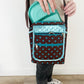 Gift for: Teen/College/Mom /Working Gal:  Briwn and Teal Turquoise Polka Dot Messanger bag purse