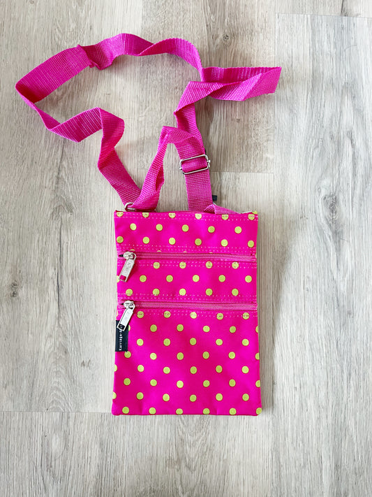 Gift for: Teen/College/Mom /Working Gal:  Pink Polka Dot Messanger bag purse