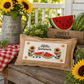 PANEL ONLY with Summer Snack Ideas:  RECTANGLE Hello Summer; Red Gingham Picnic Table WATERMELONS AND SUNFLOWERS with BOWS