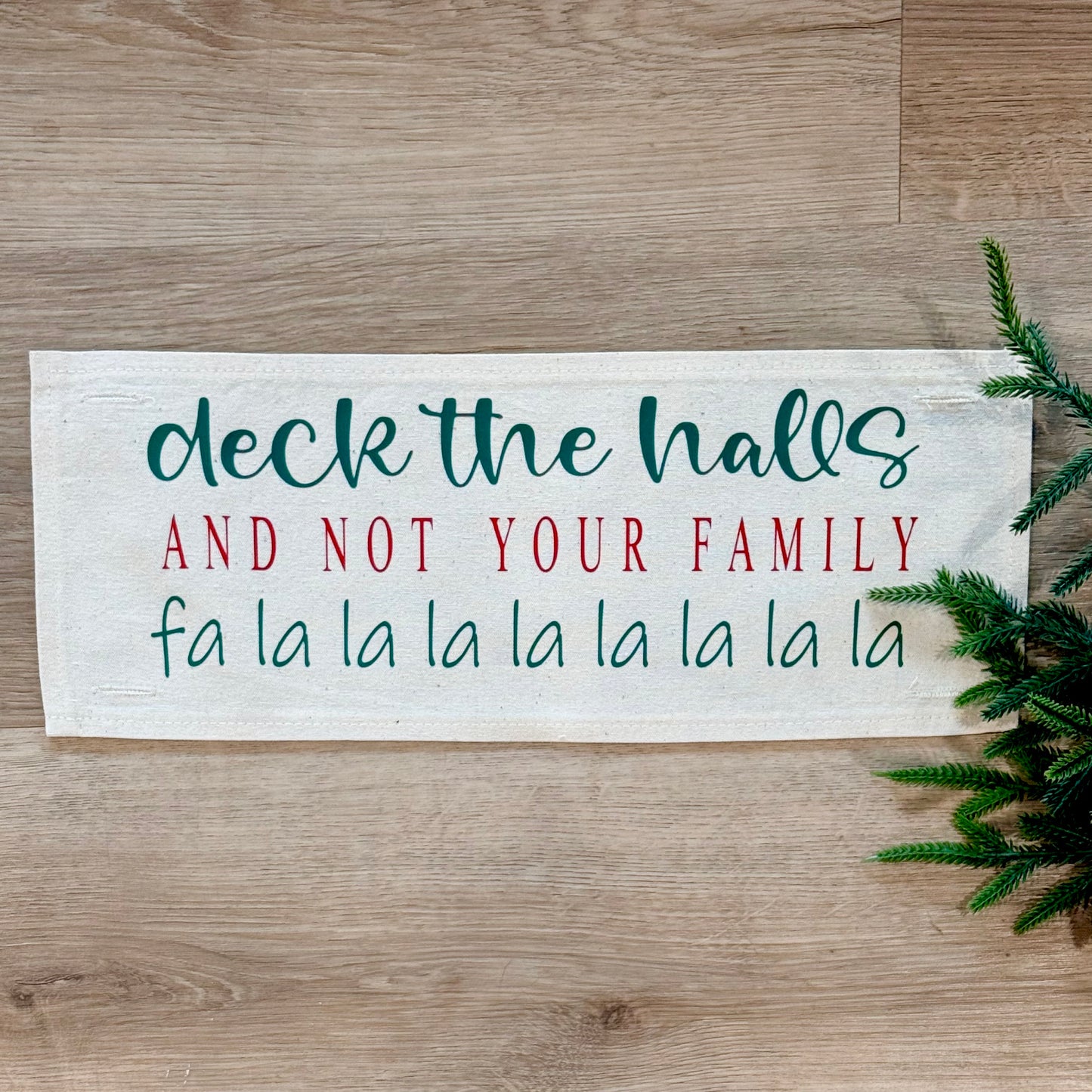 PANEL ONLY: RECTANGLE Winter, Christmas, String of Lights, Farmhouse, Red, Green; DECK THE HALLS