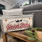 BUNDLE SET!  SAVE! Custom FALL Wedding Gift Bundle:  3 seasons + CHARCOAL/GALVINIZED STRIPES pillow + custom last name panel & TRACTOR / SLEIGH RIDES / CUSTOM LAST NAME PANEL