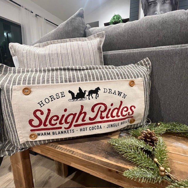 BUNDLE SET!  SAVE! Custom FALL Wedding Gift Bundle:  3 seasons + CHARCOAL/GALVINIZED STRIPES pillow + custom last name panel & TRACTOR / SLEIGH RIDES / CUSTOM LAST NAME PANEL