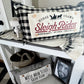 BUNDLE SET!  SAVE! Custom FALL Wedding Gift Bundle:  3 seasons + CHARCOAL/GALVINIZED STRIPES pillow + custom last name panel & TRACTOR / SLEIGH RIDES / CUSTOM LAST NAME PANEL