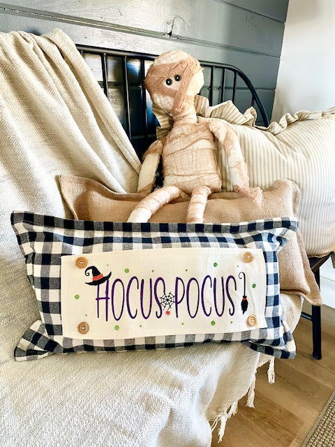 GLITTER PANEL ONLY: RECTANGLE Fall Autumn, witches broom, spiderweb, witches hat; GLITTER HOCUS POCUS