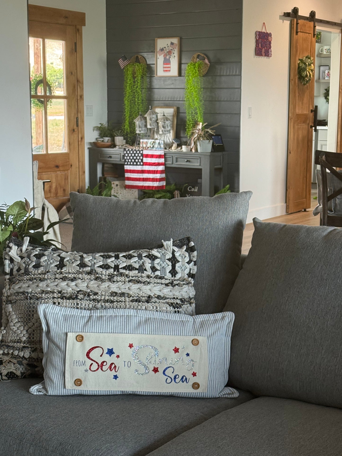 NEW! GLITTER PANEL ONLY: RECTANGLE Summer BBQ American America red white blue Old Glory Sparkly SEA TO SHINING SEA