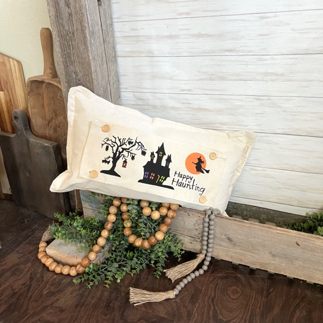 NEW! BUNDLE SET: Burlap Idaho Potato Farm Sack Bag Pillow  (comes with insert and these 3 panels inside back pocket); Winter Spring Summer Fall Autumn: HAUNTED HOUSE, TRACTOR, SLEIGH RIDE