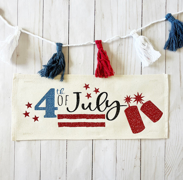 GLITTER PANEL ONLY: RECTANGLE Summer BBQ American America Flag Old Glory Sparkly 4TH OF JULY FIREWORKS