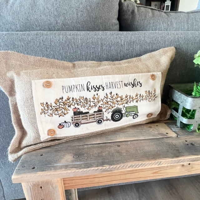 BUNDLE SET!  SAVE! Custom FALL Wedding Gift Bundle:  3 seasons + CHARCOAL/GALVINIZED STRIPES pillow + custom last name panel & TRACTOR / SLEIGH RIDES / CUSTOM LAST NAME PANEL