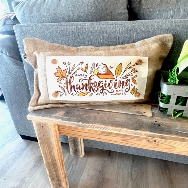 NEW! BUNDLE SET: Buffalo Check Gingham Pillow (comes w/ foam insert & these 3 panels in back pocket)  SMELL MY FEET, PUMPKIN PIE, CHRISTMAS TRUCK