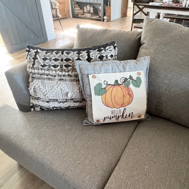 SQUARE BUNDLE SET: TICKING STRIPES PILLOW (comes with foam insert and these 4 panels in back pocket); Winter Spring Summer Fall Autumn: SKI BENCH, HELLO PUMPKIN, LAND THAT I LOVE, SPRING DRIED FLOWERS (Copy)