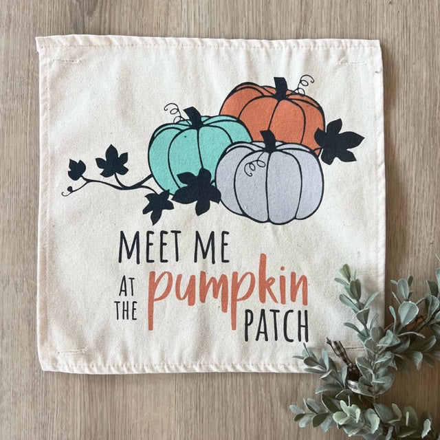 SQUARE Seasonal Panel: Fall, Autumn Thanksgiving Gingham MEET ME AT THE PUMPKIN PATCH