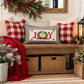 NEW! PANEL ONLY: RECTANGLE Winter; Vintage Christmas, Santa, Pine Wreath, Holly Berries; JOY WREATH