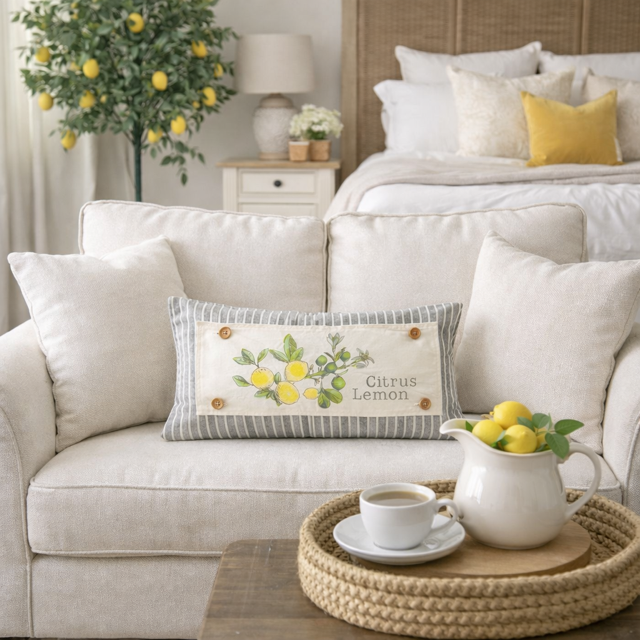 NEW! RECTANGLE SUMMER/FALL BUNDLE:  3 seasons + BOHO pillow:  PEONIES, CITRUS LEMON, OLD WELCOME