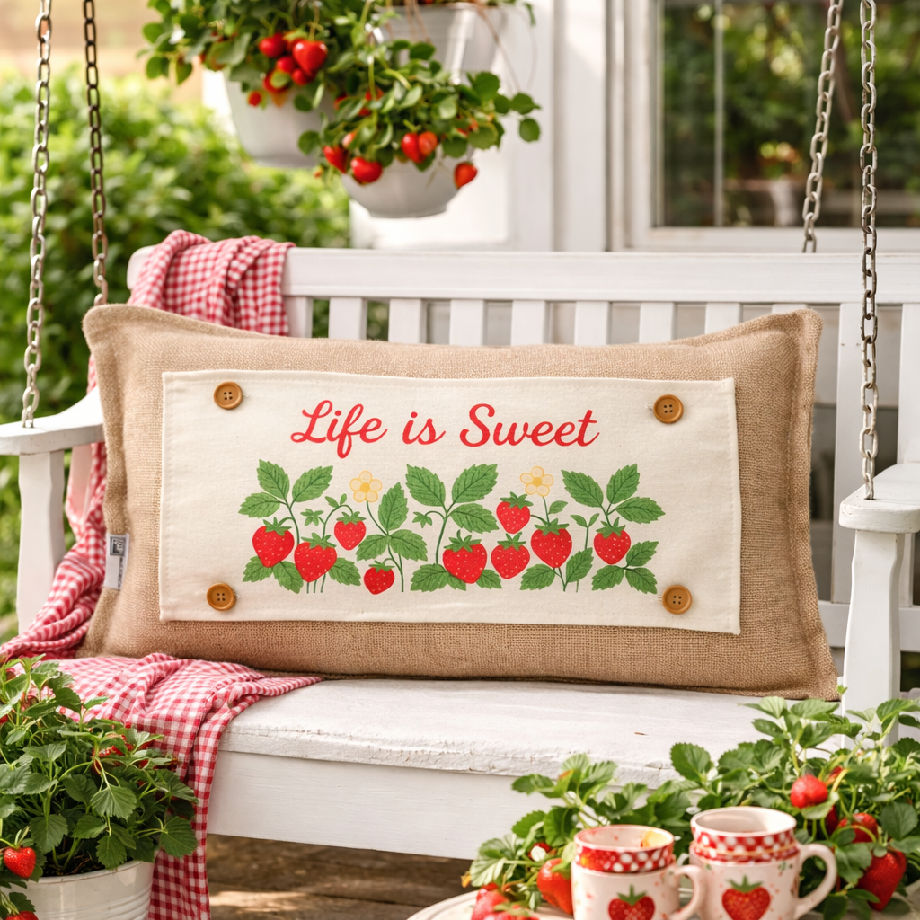 PANEL ONLY: RECTANGLE Spring, Summer, Garden Lover, Plants, Flowers; Life is Sweet STRAWBERRY PATCH