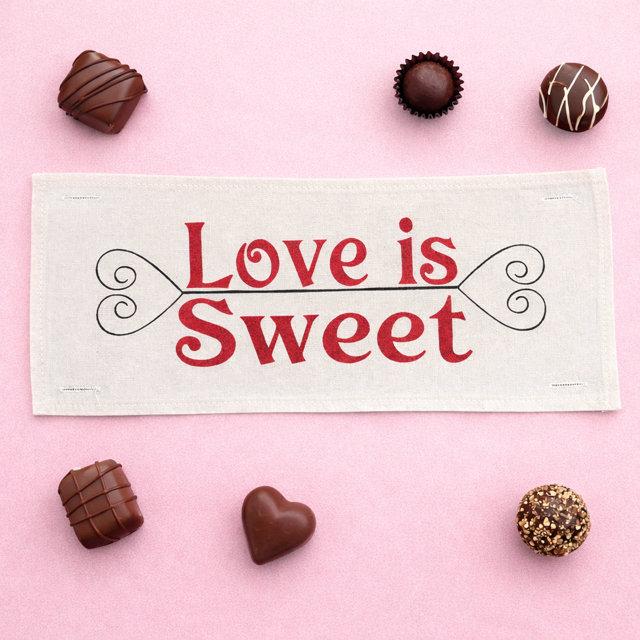 GLITTER PANEL ONLY:  RECTANGLE Glitter Holiday Panel: Winter, Valentines Cherry Pink, Love, Spouse, Partner; LOVE IS SWEET