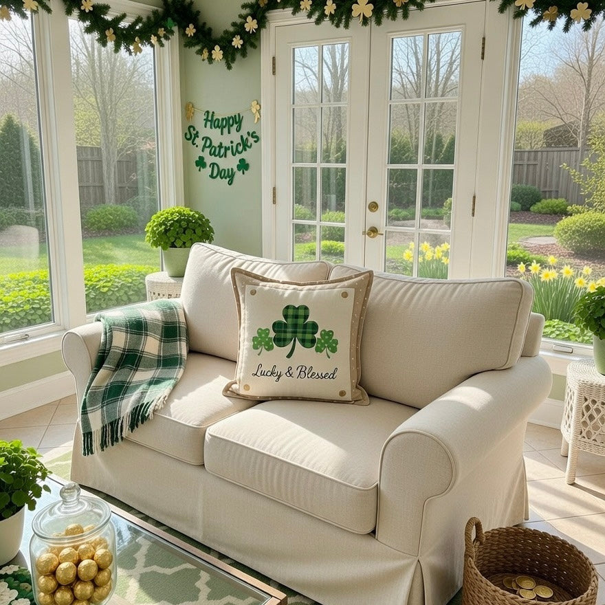 PANEL ONLY: SQUARE, Irish Kisses & Shamrock Wishes; Spring St. Patrick's Day, LUCKY AND BLESSED