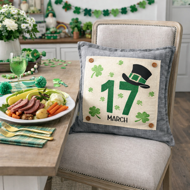 GLITTER PANEL ONLY: SQUARE, Irish Kisses & Shamrock Wishes; Spring St. Patrick's Day, MARCH 17TH