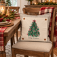 PANEL ONLY: SQUARE Christmas Green Red Bow; MERRY CHRISTMAS TREE