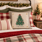 PANEL ONLY: SQUARE Christmas Green Red Bow; MERRY CHRISTMAS TREE
