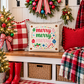 PANEL ONLY: SQUARE Christmas Bright Colorful Ornaments Candy Canes Holly; MERRY MERRY MERRY