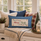 PANEL ONLY RECTANGLE:  Holiday Panel: Winter, Christmas Lights, String of Lights, Farmhouse, Red, Green, Blue ; MERRY & BRIGHT