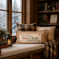 PANEL ONLY RECTANGLE:  Holiday Panel: Winter, Christmas Lights, String of Lights, Farmhouse, Red, Green, Blue ; MERRY & BRIGHT