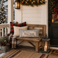 PANEL ONLY RECTANGLE:  Holiday Panel: Winter, Christmas Lights, String of Lights, Farmhouse, Red, Green, Blue ; MERRY & BRIGHT
