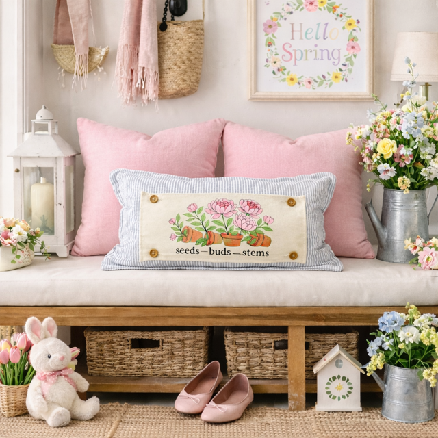 NEW! RECTANGLE SUMMER/FALL BUNDLE:  3 seasons + BOHO pillow:  PEONIES, CITRUS LEMON, OLD WELCOME
