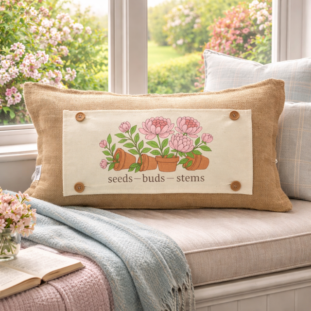 PANEL ONLY: RECTANGLE Spring, Summer, Floral, Garden Lover, Plants, Flowers; PINK  PEONIES in POTS