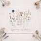 PANEL ONLY: SQUARE Pastel Water Color Floral Herb Garden Bouquet;  Spring is Here Dry PRESSED FLOWERS