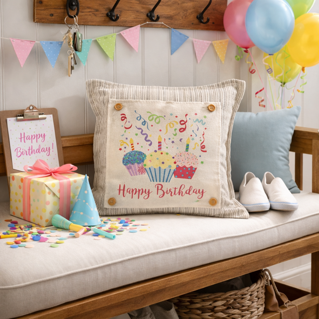 MISFIT PANEL ONLY: SQUARE Entry, Birthday, Between Holidays, House Warming, Host, Neutral: SQUARE HAPPY BIRTHDAY