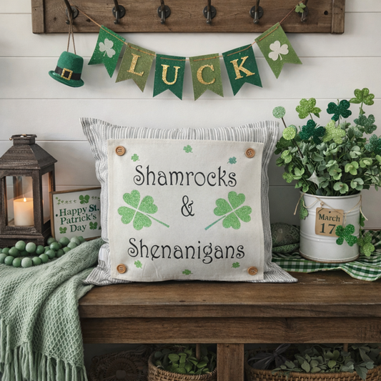 GLITTER PANEL ONLY: SQUARE, Irish Kisses & Shamrock Wishes; Spring St. Patrick's Day, SHAMROCKS & SHENANIGANS