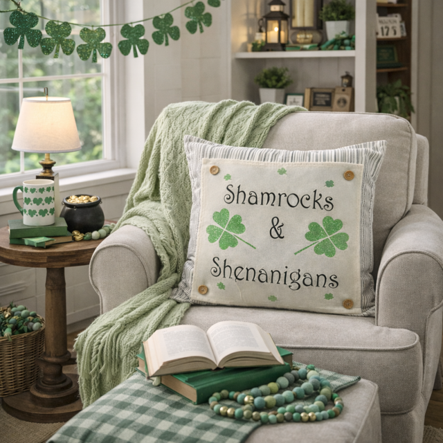 GLITTER PANEL ONLY: SQUARE, Irish Kisses & Shamrock Wishes; Spring St. Patrick's Day, SHAMROCKS & SHENANIGANS