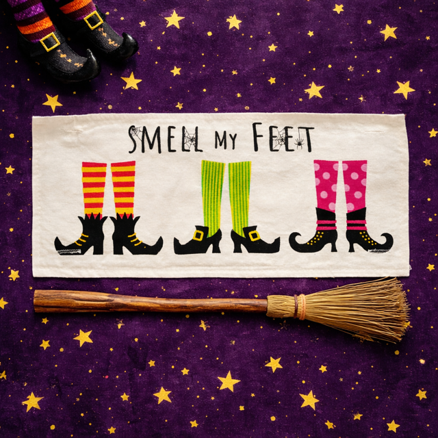 PANEL ONLY: RECTANGLE Halloween October Fall Autumn Hocus Pocus Cauldron Spell Party Cackle; SMELL MY WITCHES FEET