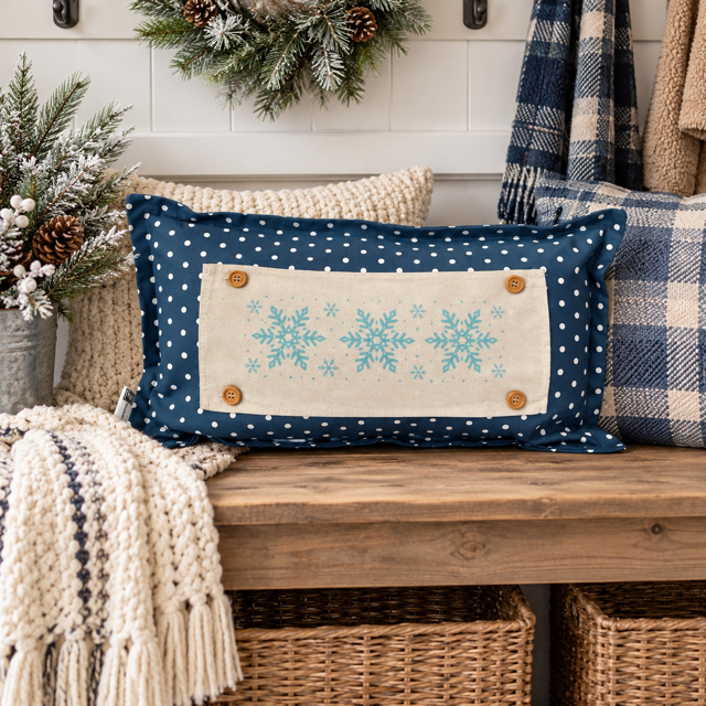 NEW! PANEL ONLY: RECTANGLE Winter; Blue, Chilly, Cold; SNOWFLAKES REC.
