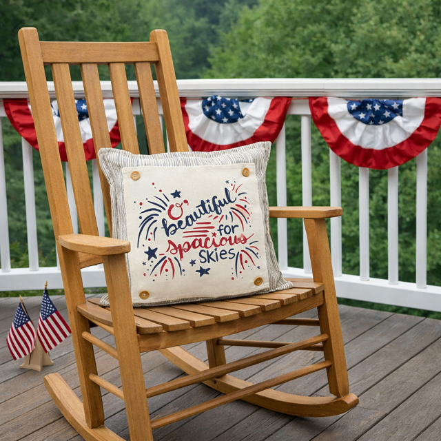 PANEL ONLY: SQUARE Summer Fall Spring Patriotic Military Veteran God Bless USA July 4th Sept 11 Remembrance Independence American Farmhouse America Hymn Song BEAUTIFUL FOR SPACIOUS SKIES