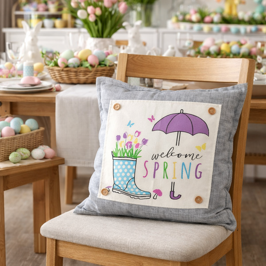 PANEL ONLY: SQUARE Flowers Tulip Vintage Floral RAINBOOTS UMBRELLA